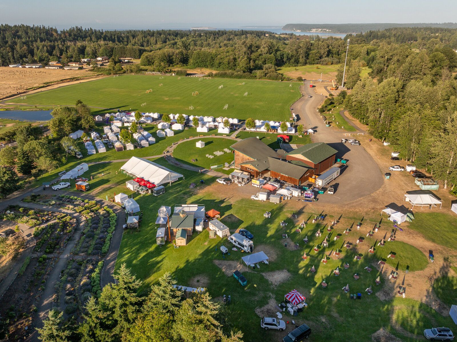 Aerial drone shot of the 2025 Lavender Festival venue